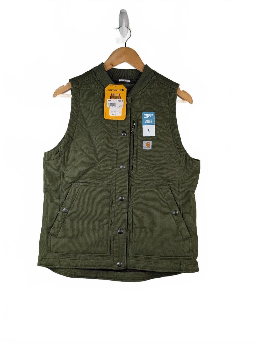 NWT Carhartt Women's Rugged Flex Relaxed Fit Canvas Insulated Rib Collar Vest-S